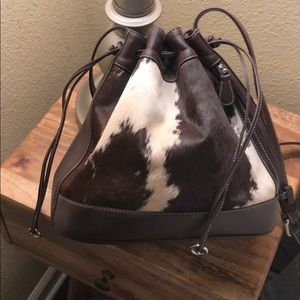 Calf hair and leather shoulder bag